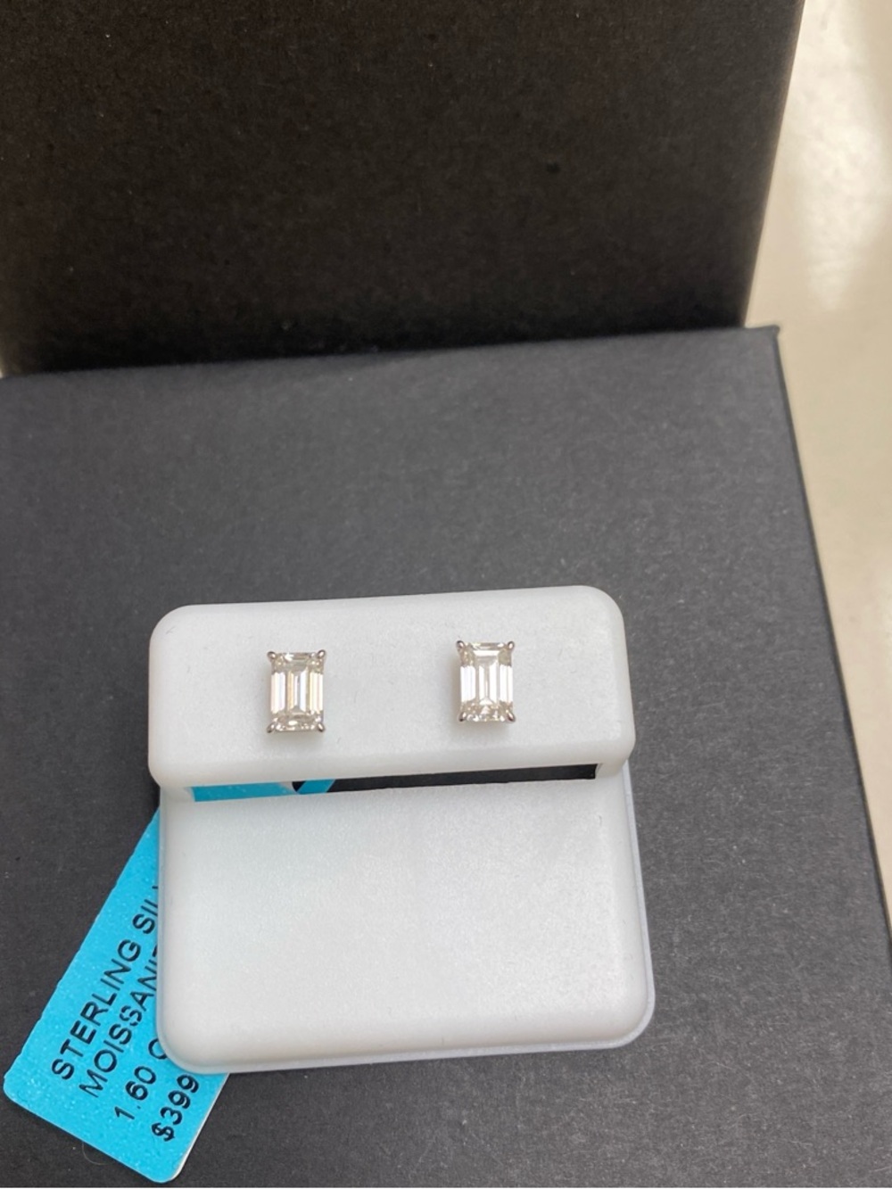 Emerald Cut Moissanite Stud Earrings
